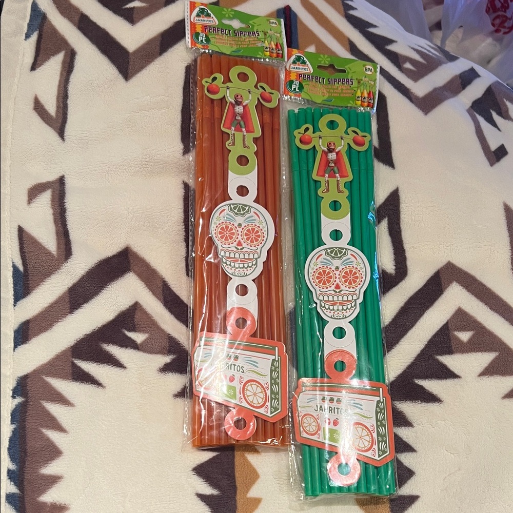 Jarritos Orange and Green Plastic Straws - two packages!
